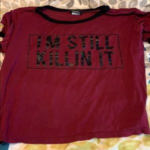 Burgundy slightly cropped tee